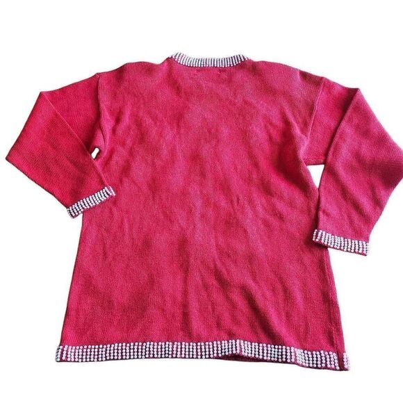 Vintage Lisa Ashley womens Sz L red embellished sweater - Picture 2 of 7
